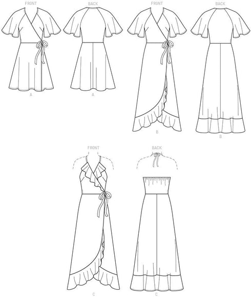 Butterick Patterns Misses' Wrap Dress, E5 (14-16-18-20-22)...