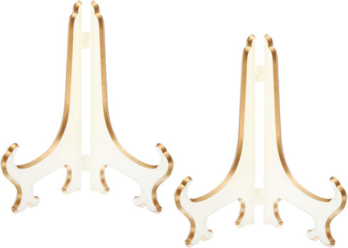 PATIKIL 7" Acrylic Decorative Plate Stand Holder, 2 Pack Table Use Foldable Picture Easel Frame Holder for Displaying Photos, Card, Canvases, Whit...