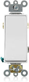 Leviton 5623-2W 20 Amp, 120/277 Volt, Decora Plus Rocker 3-Way AC Quiet Switch, Commercial Grade, White......