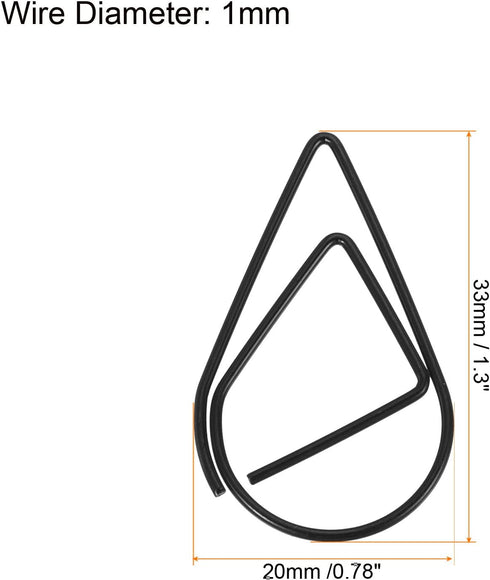 MECCANIXITY Paper Clip Drop-Shaped Cute Decorative Clips Bookmarks with Box 1.3 Inch Black for Organize Office Home, Pack of 100...