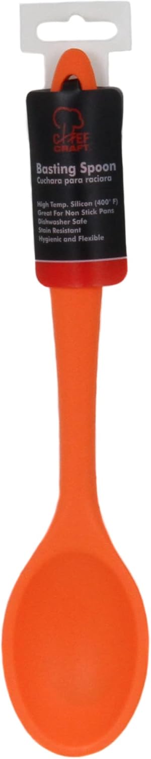 Chef Craft Premium Silicone Basting Spoon, 11 inch, Orange...