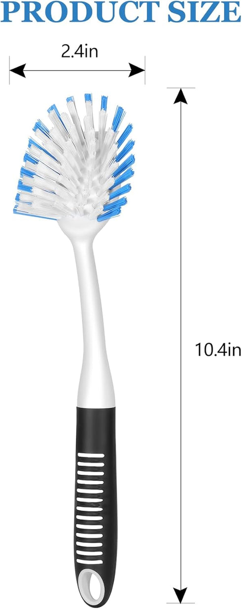 SetSail Dish Brush with Handle, 2 Pack Stiff Bristles Dish Scrubber with Built-in Scraper Dish Scrub Brushes for Cleaning Dishes, Pots and Pans, K...
