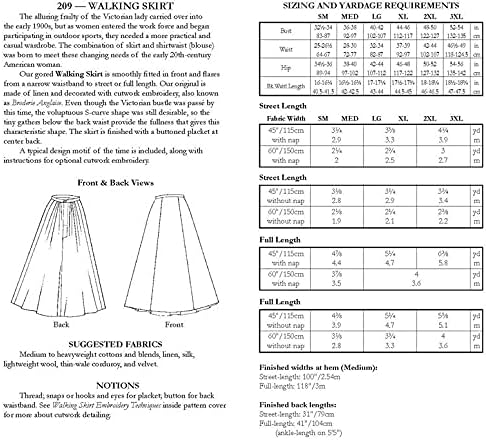 Folkwear Victorian Gored Walking Skirt Skirts #209 Sewing Pattern (Pattern Only)...