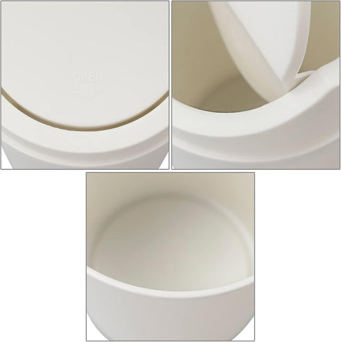 0.5 Gallon Plastic Tiny Trash Can with Swing Lid, Mini Desktop Waste Can, White...