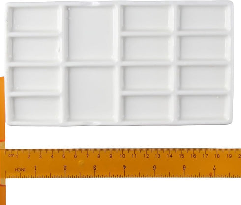 8 Inch Artist Ceramic Paint Palette,14 Wells Rectangle Porcelain Watercolor Painting Tray Palette Painting Supplies for Oil Painting Art Craft...