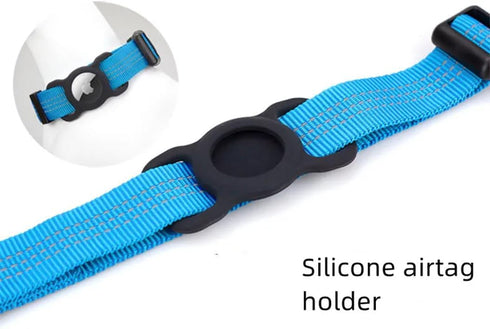 Airtag Dog Collars | Adjustable Nylon Reflective Dog Collar | Pet Collars with Apple Airtag Dog Collar Holder and Soft Breathable Neoprene Padding...