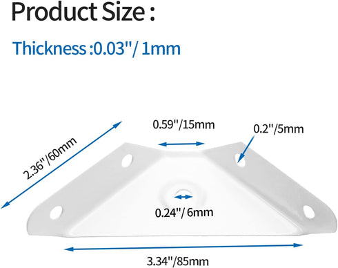 12 Pcs Corner Bracket Metal Corner Brace Corner Support Trapeziform Angle Code, Cabinet Countertop Brackets for Wood Chair, Box, Desk (White)...