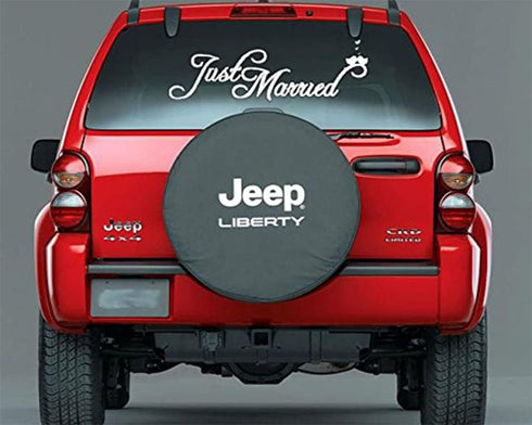 Just Married Car Decals Just Married Window Stickers Window Cling 8' x 23.5' White...