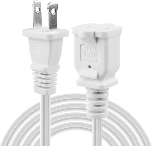 US AC Power Extension Cable Cord SPT-2 16AWG/2C 125V 13A 2-Prong Polarized Male to Female Extension Cord for NEMA 1-15P to NEMA 1-15R (10 ft, Whit...