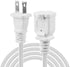 US AC Power Extension Cable Cord SPT-2 16AWG/2C 125V 13A 2-Prong Polarized Male to Female Extension Cord for NEMA 1-15P to NEMA 1-15R (10 ft, Whit...