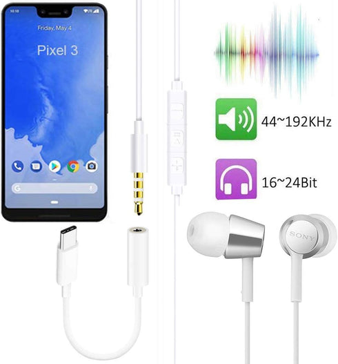 USB C to 3.5mm Headphone Jack Adapter Compatible with Pixel 6 5 4 3 2 XL, iPhone 15 Pro Max, iPad Pro 2022 2021 2020 2018, Sony HTC Moto Samsung G...