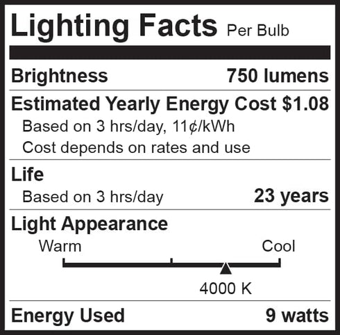 Bioluz LED 60 Watt LED Light Bulbs 4000K Cool White 9 Watts = 60W Non-Dimmable A19 LED Light Bulbs 6 Pack...