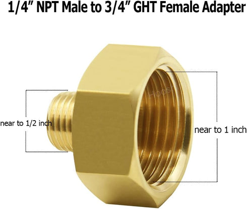 Hooshing Garden Hose Adapter 1/4" NPT to 3/4" GHT Brass Garden Hose to Pipe Fittings Connectors with Washers...