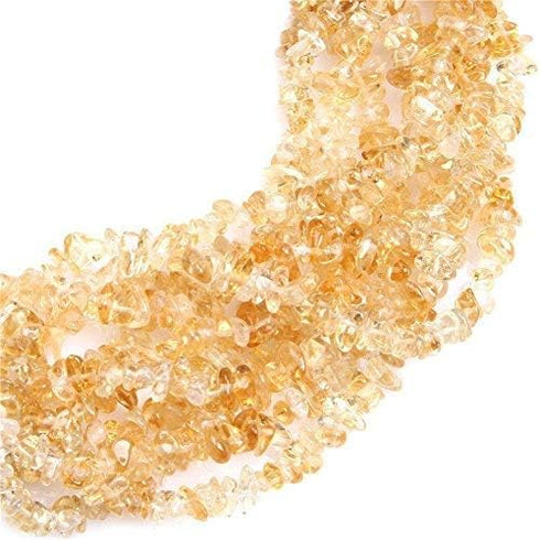 Rastogi Handicrafts 34" Jewelry Making Beads 7mm-8mm Rock Crystal Quartz Chips Beads (Citrine)...