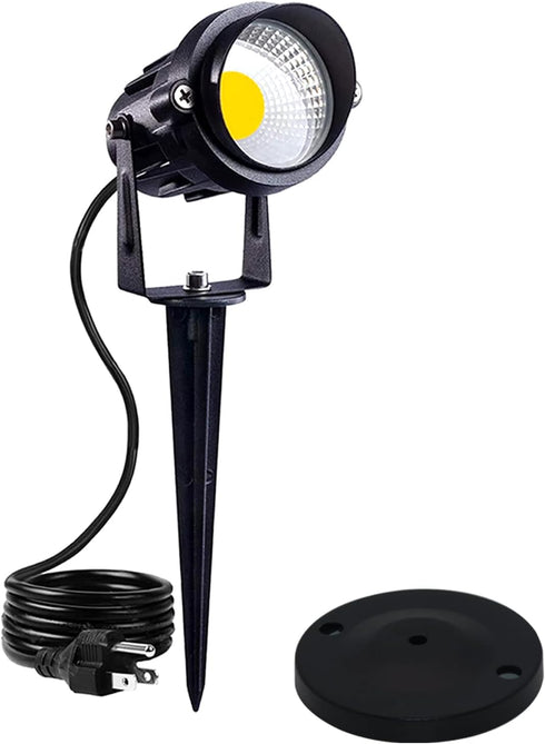HANNAHONG 5W AC120V Landscape Up Down Spot-light with Spiked Stand and Base,Warm White COB LED for Lawn Garden Decorative,Yard Step Wall Outdoor L...