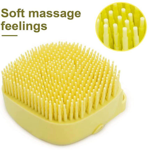 Dog and Cat Massage & Cleaning Brush - Premium Silicone. (Yellow)...