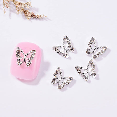 Butterfly Nail Charms Silver Butterfly Nail Gems 3D Metallic Butterflies Nail Rhinestones for Acrylic Nails Designs Shiny Butterfly Crystal Charms...