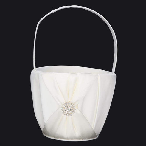 Adds an Elegant Touch, a Gift Basket and a Portable Flower Girl Basket with a Satin Bow on Each Side to memorize for The Wedding(Ivory)...