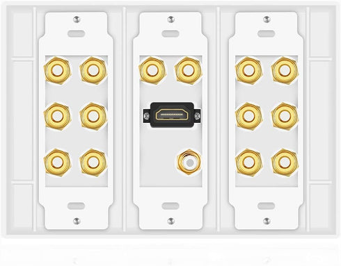 TNP Home Theater Speaker Wall Plate Outlet - 7.1 Surround Sound Audio Distribution Panel, Gold Plated Copper Banana Plug Binding Post Coupler, RCA...