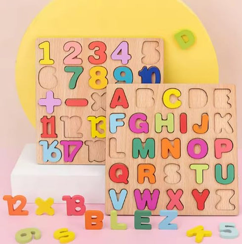 Wooden Puzzles for Toddlers, Wooden Alphabet Numbers Shape Learning Puzzles for +3 Year Old Kids Educational Toys for Boys Girls Gift...