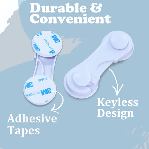Cabinet Door Locks for Baby Proof and Child Safety, 4 Pack Cabinet Locks with Adhesive for Drawer Cupboards Fridge Closet and Pantry, Childproof D...