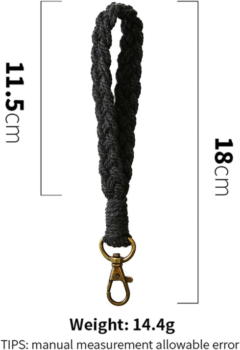TENOC Phone Lanyard, Universal Cell Phone Wrist Strap with Phone Tether Tabs, Boho Macrame Wristlet Bracelet Keychain, Black......