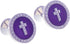 Cross Round Crystal Purple Pair Cufflinks in a Presentation Gift Box & Polishing Cloth...