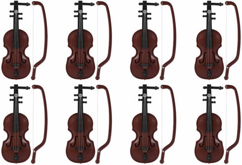 Zerodeko 8 Set of Mini Violin Miniature Musical Instruments Dollhouse Accessories Tiny Violin Model Desktop Decorations Party Favors for Kids Adul...