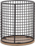 MosJos Extra Large Black Utensil Holder with Spacious Wooden Base - Farmhouse Utensil Storage - Classic Round Wire Crock Kitchen Countertop Organi...