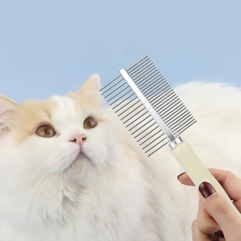 4 PACK Dog Cat Pet Comb Stainless Steel Cat Double-Sided Grooming Brush Professional Dog Grooming Comb Pet Hair Brush Cat Flea Comb for Long Short...