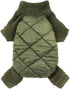 Fitwarm Dog Argyle Puffer Pajamas, Turtleneck Dog Clothes for Small Dogs Girl Boy, Pet Onesie with Feet, Fuzzy Cat Outfit, Olive Green, XXL...