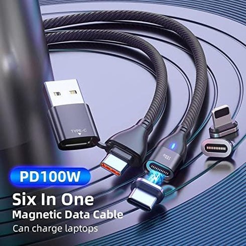 BoxWave Cable Compatible with ASUS ZenScreen MB16ACE - MagnetoSnap PD AllCharge Cable (100W), Magnet PD 100W Charging Cable USB Type-C Micro USB f...