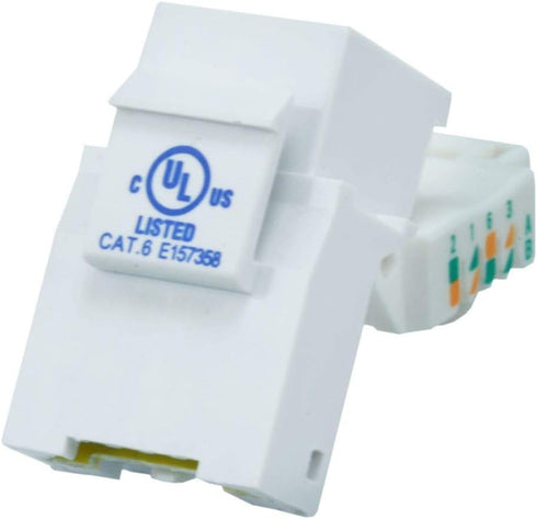Monoprice Cat6 RJ45 Toolless Keystone Jack - For 22-24AWG Solid Wire, For Use With Wall Plate or Ethernet Panel, White...