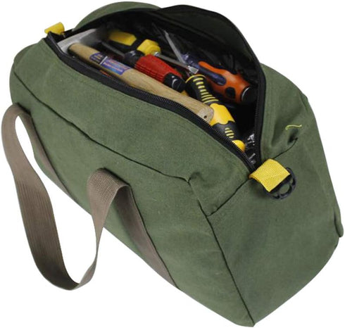 Heavy Duty Canvas Tool Bag, Multi-function High Capacity Tool Storage Handbag, Waterproof Canvas Work Bag for Cars, Drill, Garden, and Electrician...