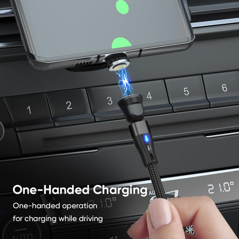 Magnetic Charging Cable, PD 60W USB C Cable Fast Charging, 7 pin 540° Rotation with Led Light, 480Mbps Data Transfer, 3 in 1 Cord for iPhone, Andr...