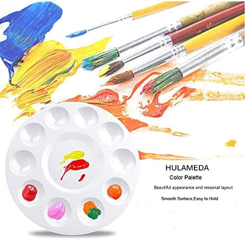 Hulameda 10pcs Paint Tray Palettes,Plastic Round Pallet for Kids or Pupils to Painting, DIY Craft at Home, Kindergarten or School...