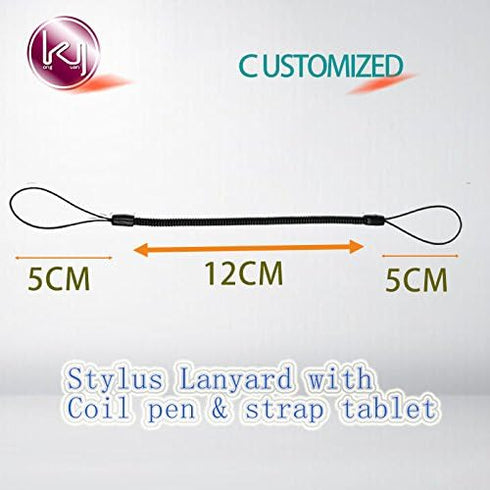 Kang Yuan Black Elastic Tether Lanyards Stylus Pens Coil Strap Tablet/Touchscreen Tether with Top Port, Retractable Coiled Spring (50 pcs)......