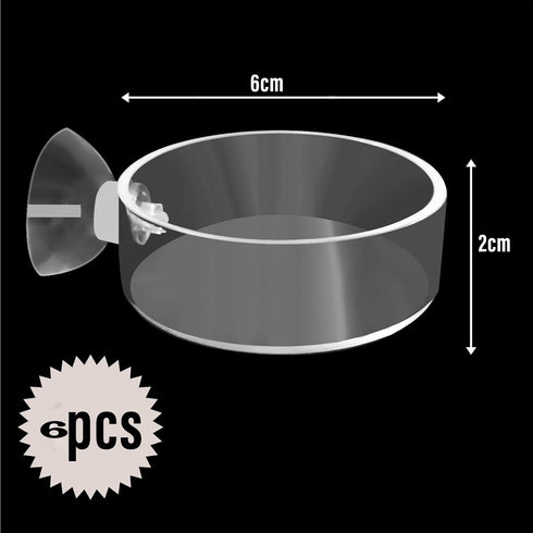 Aquarium Shrimp Feeder Dish with Suction Glass Fish Tank Feeding Bowls, Round Clear Dishes Tray, Non-Toxic, Safe, Dense, Smooth, Long-Term Use, 6 ...