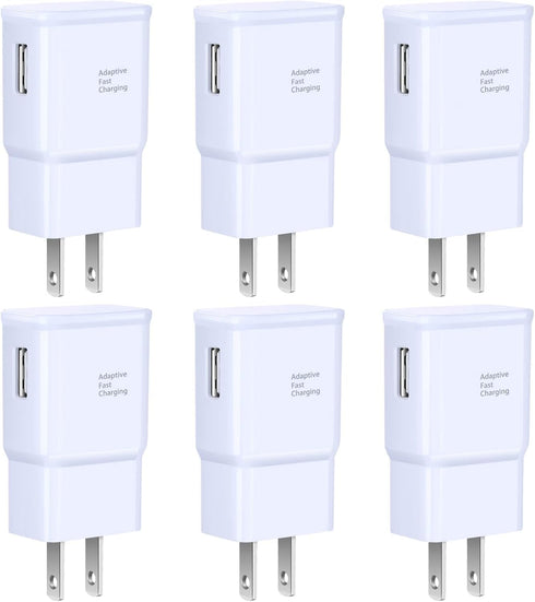 Adaptive Fast Charging Wall Charger Adapter, Eversame 6-Pack Fast Charging Block Travel USB Charger Box Compatible Samsung Galaxy S10 S9 S8 S7 S6 ...