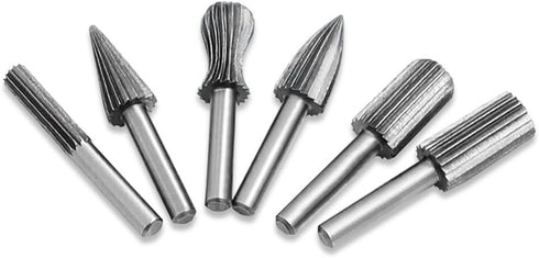 Set of 6 Rotary Cutting Burr Set Grinder Bit 6mm Round Shank Woodworking Carving Tools...