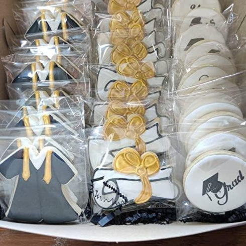 Graduation Cookie Cutter Set-7 Piece-Graduation Cap, Gown, Diploma, Sunflower, Star, Shooting Star and Plague Cookie Biscui Cutters for 2024 Gradu...