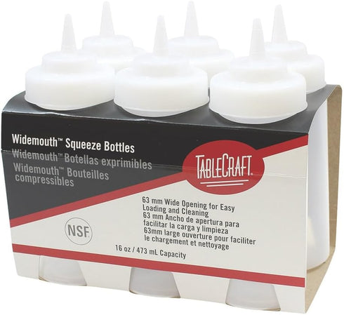 TableCraft C11663C White 16 Oz. Wide Squeeze Dispenser - 6 / PK...