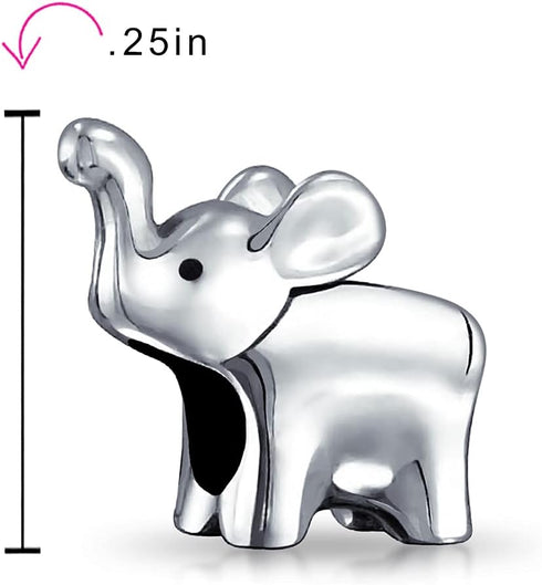 Lucky Zoo Animal Good Luck Trunk Up Circus Elephant Puzzle Bead Charm For Women Teen Polished .925 Sterling Silver Fits European Bracelet...