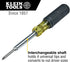 Klein Tools 32559 Multi-bit Screwdriver / Nut Driver, Extended Reach 6-in-1 Tool with Nut Driver, Phillips and Slotted Bits...