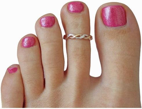 Toe Ring | Twine Medley Braided .925 Sterling Silver & 14K Gold Fill | Adjustable Toe Ring | Two-Tone Mixed Metal Ring | One Size Fits Most...