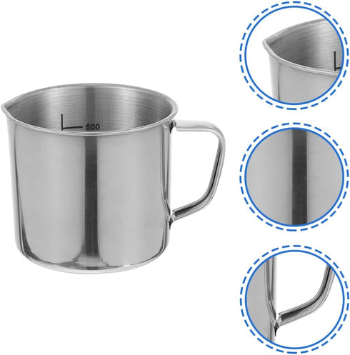 Hemobllo Stainless Steel Beaker, Lab Graduated Beaker with Handle Chemistry Lab Cups Scientific Laboratory Supplies for Liquids Solids (500ml)...
