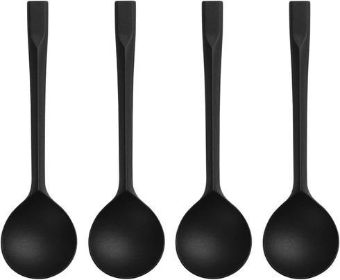Plastic Dessert Spoons,Disposable Soup Spoons,Heavy Duty Black Spoons for Party Office Restaurants Events Utensils,5.5 x 1.57 Inch,Black,100 Piece...