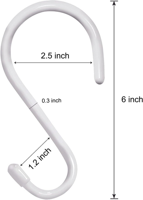 4 Pack Large S Hooks for Hanging Heavy Duty, 6 inch Non Slip Vinyl Coated Metal Closet S Hooks for Hanging Kitchen Utensil Pot Pan Cups Clothes Je...