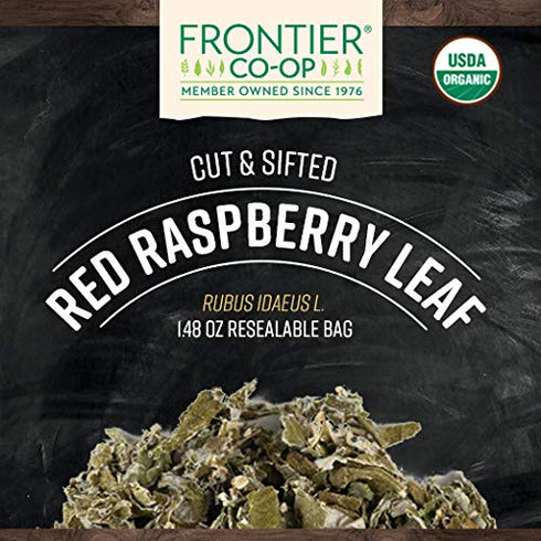 Frontier Co-op Organic Cut and Sifted Red Raspberry Leaf 1.48oz - For Red Raspberry Leaf Tea, Cafe, Restaurant Supply and More - Naturally Caffein...