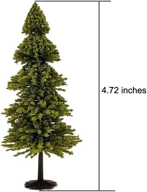 Model Trees Hobby Train Scenery Set Artificial Miniature Pine Cedar Firs Conifers Figurines Décor Toy Kit with Green Leaves and Base DIY for Moss ...